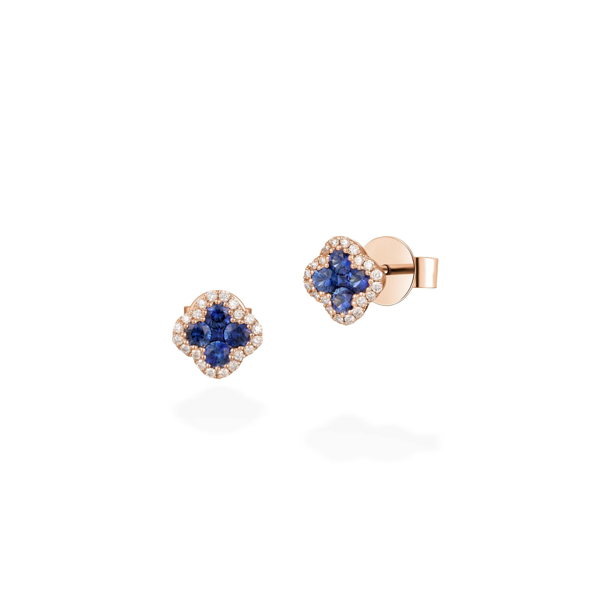 Small clover blue sapphire earrings